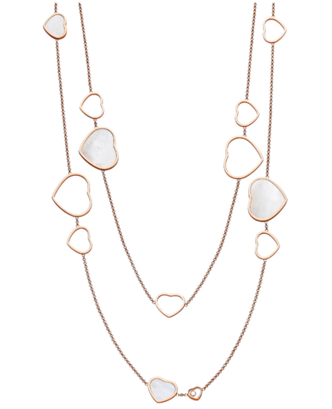 Chopard Happy Hearts 18K Rose Gold, Diamond and Mother of Pearl Sautoir Women's Necklace 817482-5301 817482-5301