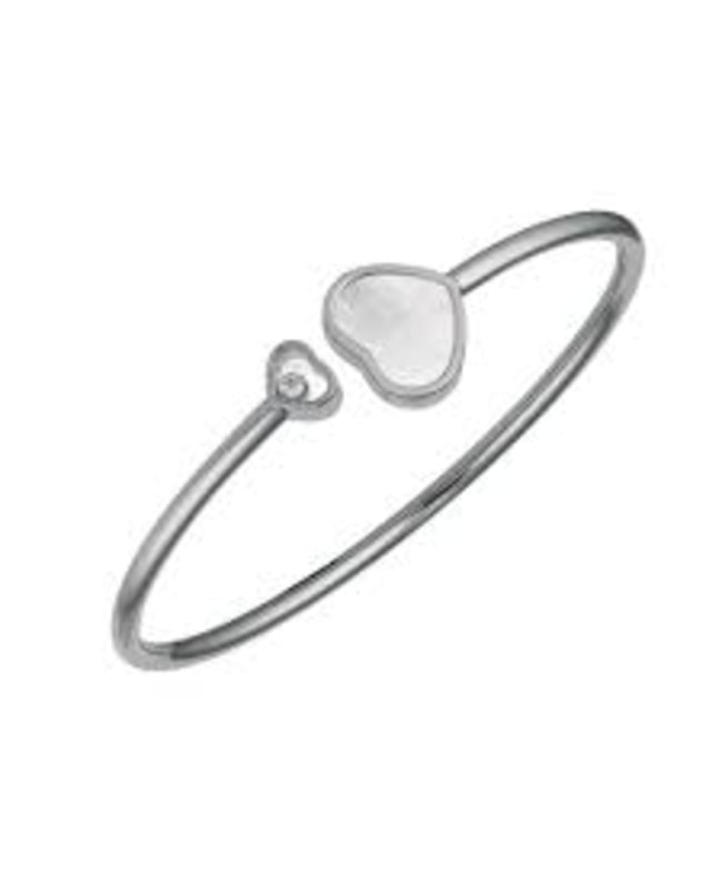 Chopard Happy Hearts 18K White Gold Diamond and Mother of Pearl Bangle Size S Womens Bracelet 857482-1302 857482-1302 2999$