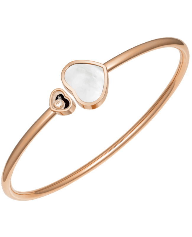 Chopard Happy Hearts 18K Rose Gold, Diamond and Mother of Pearl Size L Women's Bracelet 857482-5304 857482-5304
