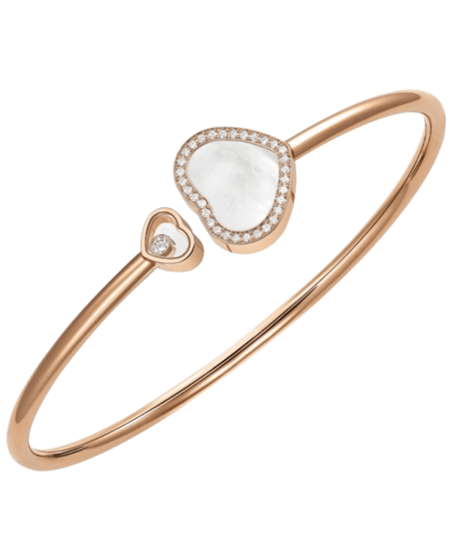 Chopard Happy Hearts 18K Rose Gold, Diamond and Mother of Pearl Bangle Women's Bracelet 85A074-5300 85A074-5300