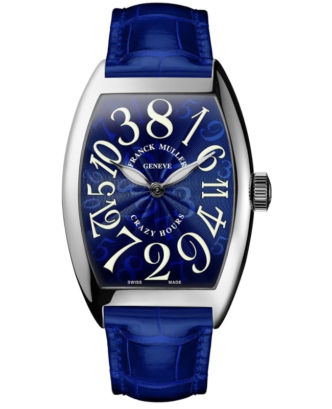 Franck Muller Cintree Curvex Crazy Hour Blue Dial Leather Strap Men’s Watch