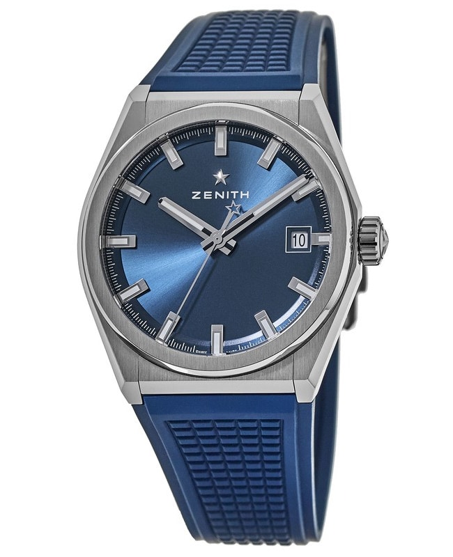 Zenith Defy Classic Automatic Titanium Case  Blue Rubber Strap Men’s Watch