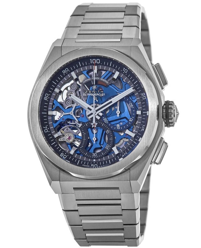 Zenith Defy El Primero 21 Blue Skeleton Chronograph Titanium Men's Watch  95.9002.9004/78.M9000