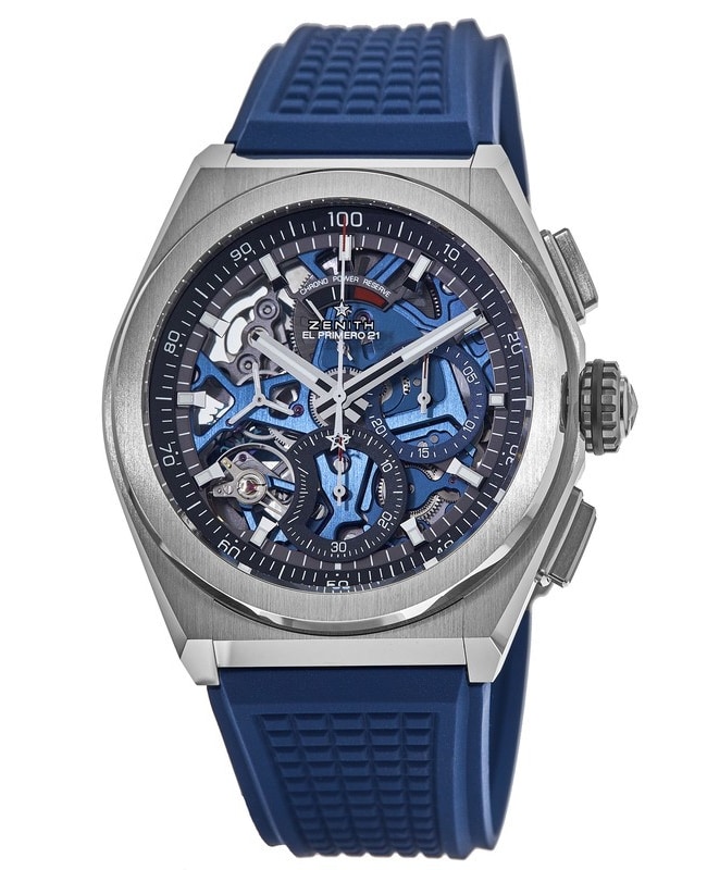 Zenith Defy El Primero 21 Blue Skeleton Dial Rubber Strap Men's Watch  95.9002.9004/78.R590