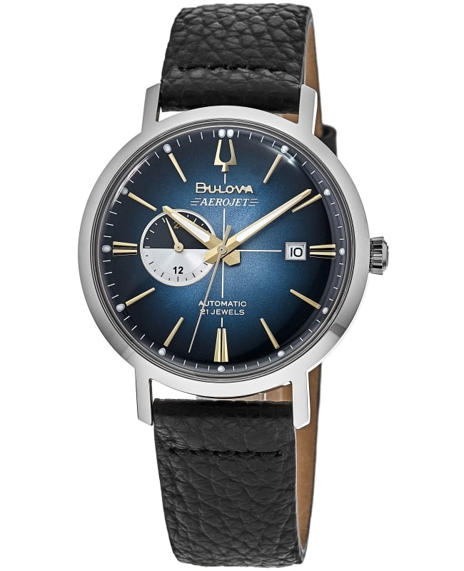 Bulova Aerojet Blue Sunray Leather Strap Men's Watch 96B374