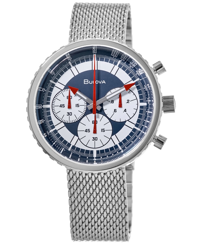 Bulova Special Edition White Chronograph Dial Steel Mesh Band Men\'s Watch  96K101-SD