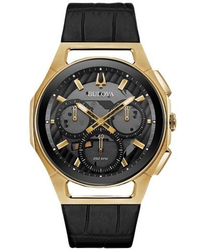 Bulova 腕時計 黒/金 電池切 ブローバ BULOVA（ブローバ） （豪華おまけ有） 腕時計 メンズ カーブ クロノ