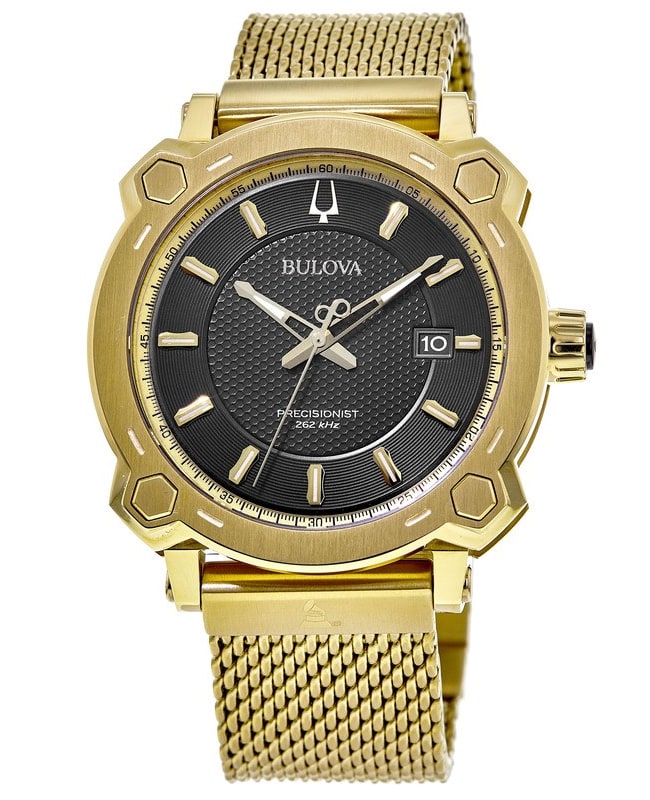 Bulova Grammy Black Dial Gold Tone Stainless Steel Men’s Watch