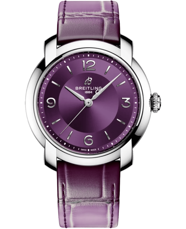 Breitling Premier Lady Automatic 36 Purple Dial Leather Strap Women's Watch A10310121Q1P1