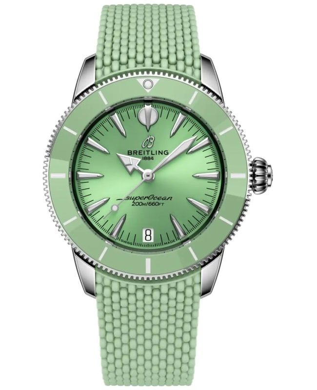 Breitling Superocean Heritage Automatic 36 Green Dial Rubber Strap Unisex Watch A10390361L1S1