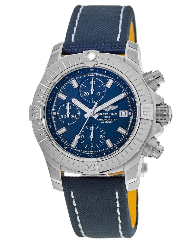 Breitling Avenger Chronograph 43 Stainless Steel / Blue / Leather