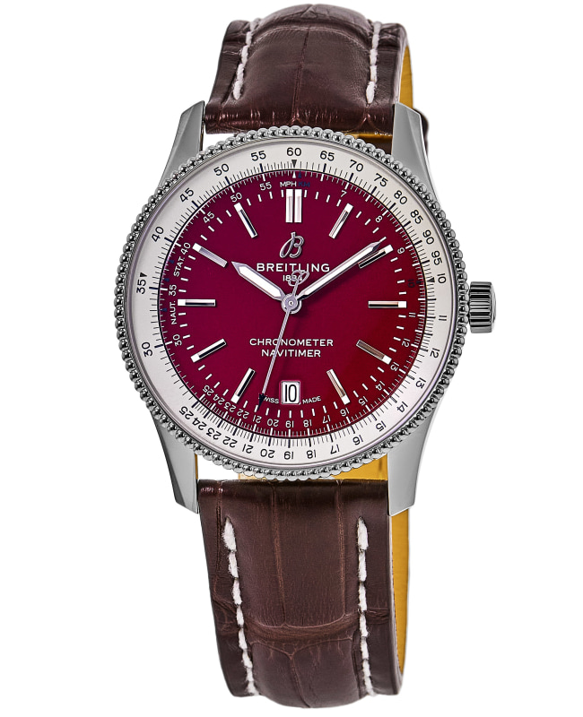 Breitling Navitimer Automatic 41 Red Dial Leather Strap Men's Watch A173265A1K1P2