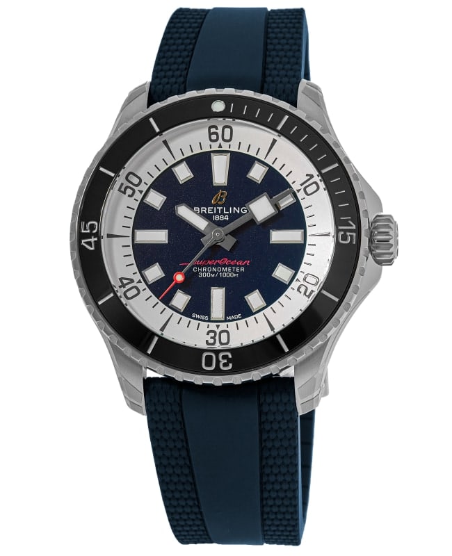 Breitling Superocean Automatic 44 Blue Dial Rubber Strap Men's Watch A17376211C1S1