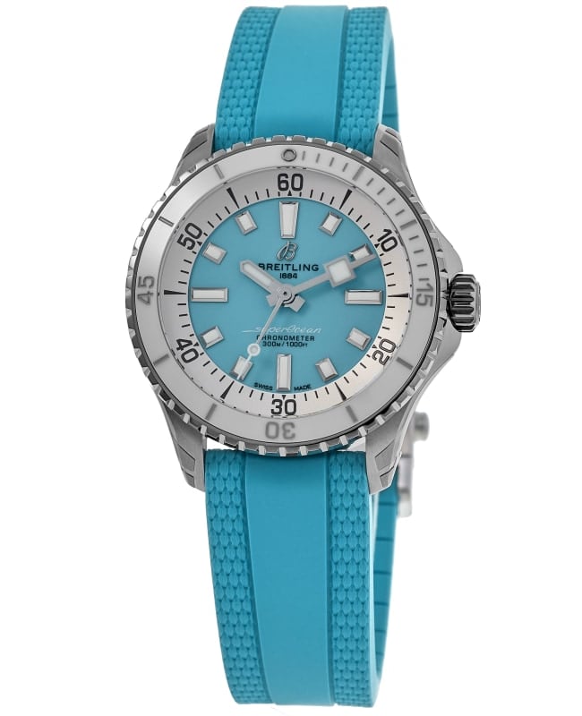 Breitling Superocean Automatic 36 Turquoise Dial Rubber Strap Unisex Watch A17377211C1S1