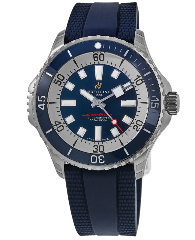 Breitling Superocean Automatic 46 Blue Dial Rubber Strap Men's Watch  A17378E71C1S1