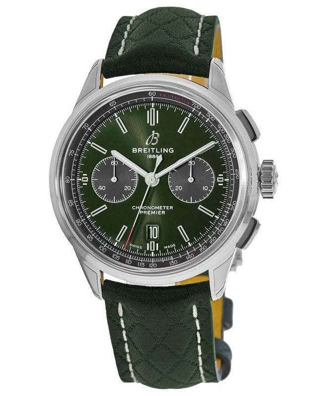 Breitling Premier B01 Chronograph 42 Bentley British Racing Green Dial Leather Strap Men's Watch