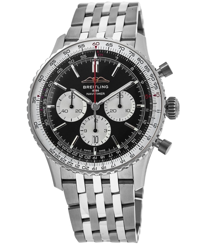 Breitling Navitimer B01 Chronograph 43 Automatic Black Dial Steel Men's Watch AB0138211B1A1