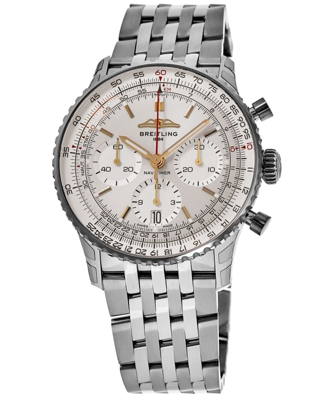 Breitling Navitimer B01 Chronograph 41 Automatic Silver Dial Steel Men's Watch AB0139211G1A1