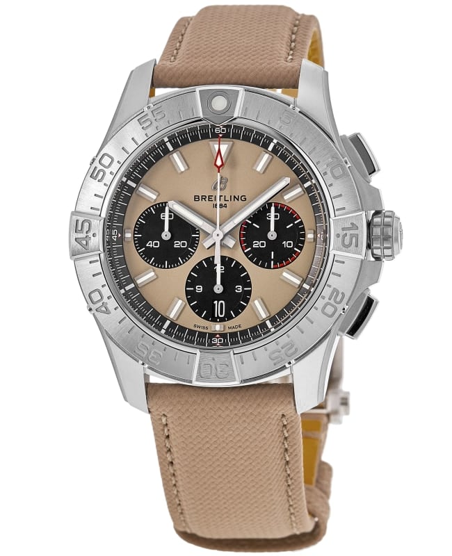 Breitling Avenger B01 Chronograph 44 Brown Dial Leather Strap Men's Watch AB0147101A1X1