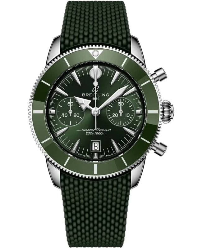 Breitling Superocean Heritage B01 Chronograph 42 Green Dial Rubber Strap Men's Watch AB0156361L1S1