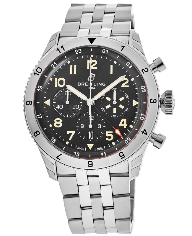 Breitling Super Avi B04 Chronograph GMT 46 P-51 Mustang Black Dial Steel Men's Watch AB04453A1B1A1