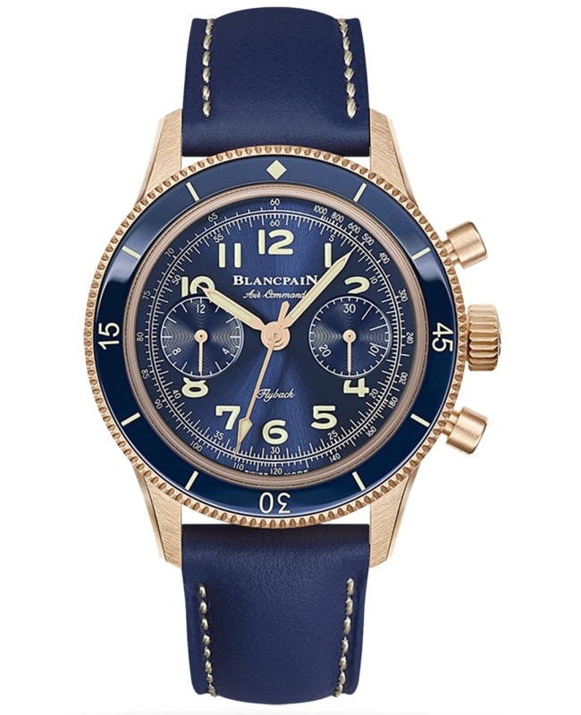 Blancpain Air Command Automatic Blue Dial Leather Strap Men's Watch AC03-36B40-63A