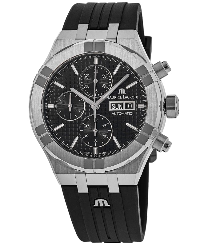 Maurice Lacroix Aikon Automatic Black Chronograph Dial Rubber Strap Men's  Watch AI6038-SS000-330-2