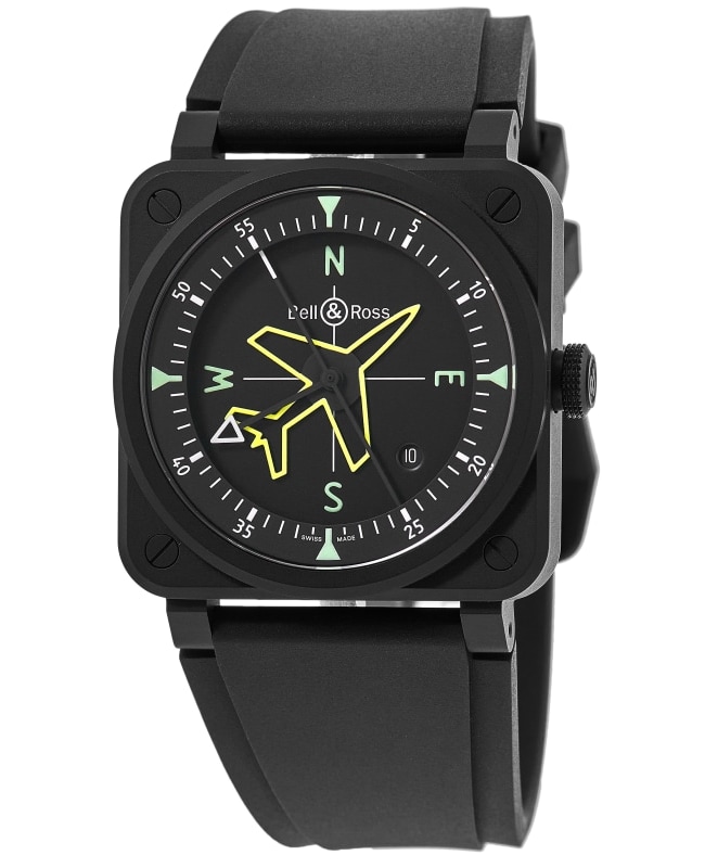 Bell & Ross BR 03 Automatic Gyrocompass Limited Edition Black Dial Rubber Strap Men's Watch BR03A-CPS-CE/SRB