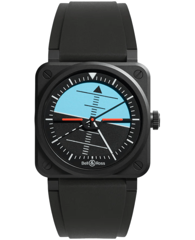 Bell & Ross BR 03 Automatic Horizon Limited Edition 41mm Black Dial Rubber Strap Men's Watch BR03A-HRZ-CE/SRB