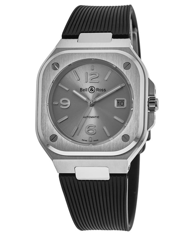 Bell & Ross BR 05 (40 MM) Steel Grey Dial Black Rubber Strap Men's Watch BR05A-GR-ST/SRB