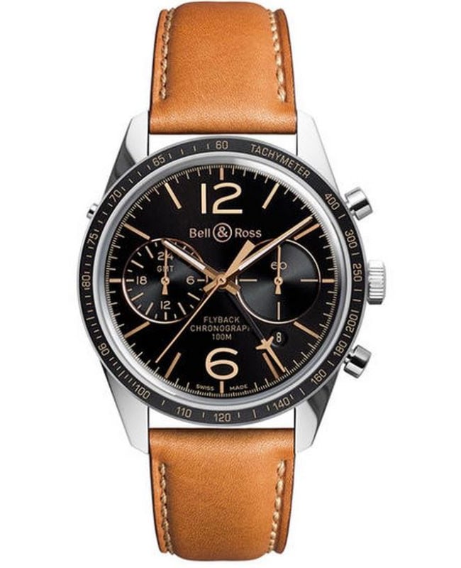 Bell & Ross Vintage BR 126 Sport Heritage GMT & Flyback Men's Watch BRV126-FLY-GMT/SCA