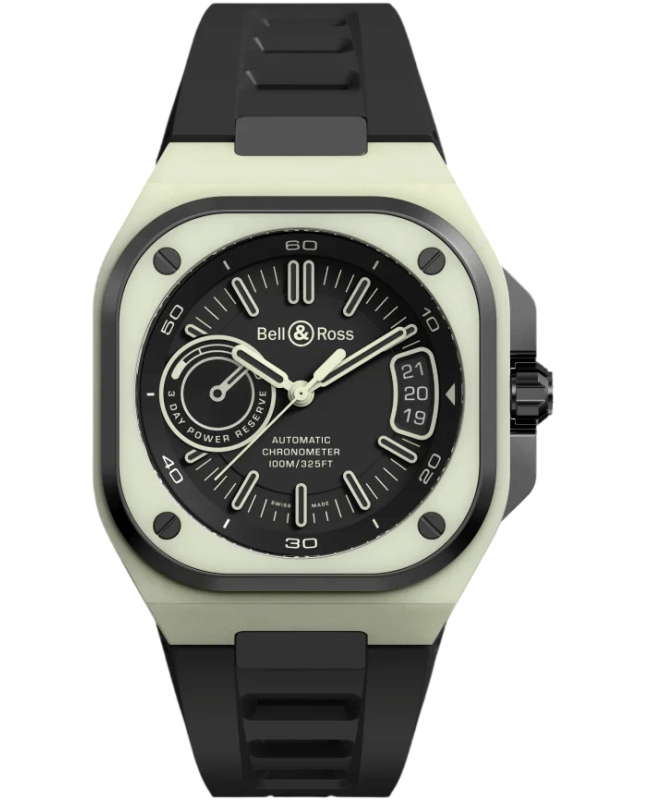 Bell & Ross BR-X5 Lum Green 41mm Black Dial Rubber Strap Men's Watch BRX5R-LUM-TC/SRB