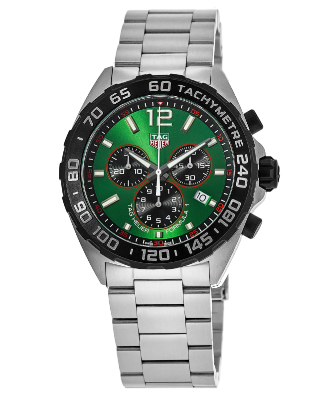 Tag Heuer Formula 1 Chronograph Green Dial Stainless Steel Men's Watch CAZ101AP.BA0842