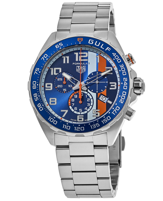 Tag Heuer Formula 1 X Gulf Special Edition Chronograph Blue Dial Steel Men's Watch CAZ101AT.BA0842