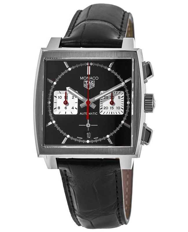 Tag Heuer Monaco Chronograph Automatic Black Dial Leather Strap Men's Watch CBL2113.FC6177