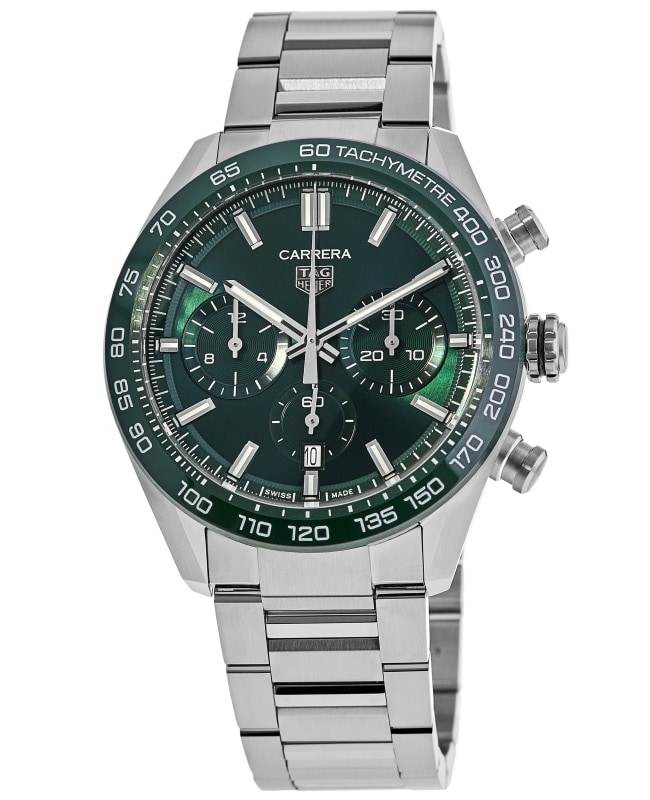 Tag Heuer Carrera Chronograph Green Dial Steel Mens Watch CBN2A10 Unworn