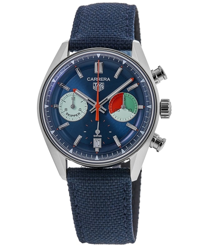 Tag Heuer Carrera Skipper Chronograph Automatic Blue Dial Fabric Strap Men's Watch CBS2213.FN6002