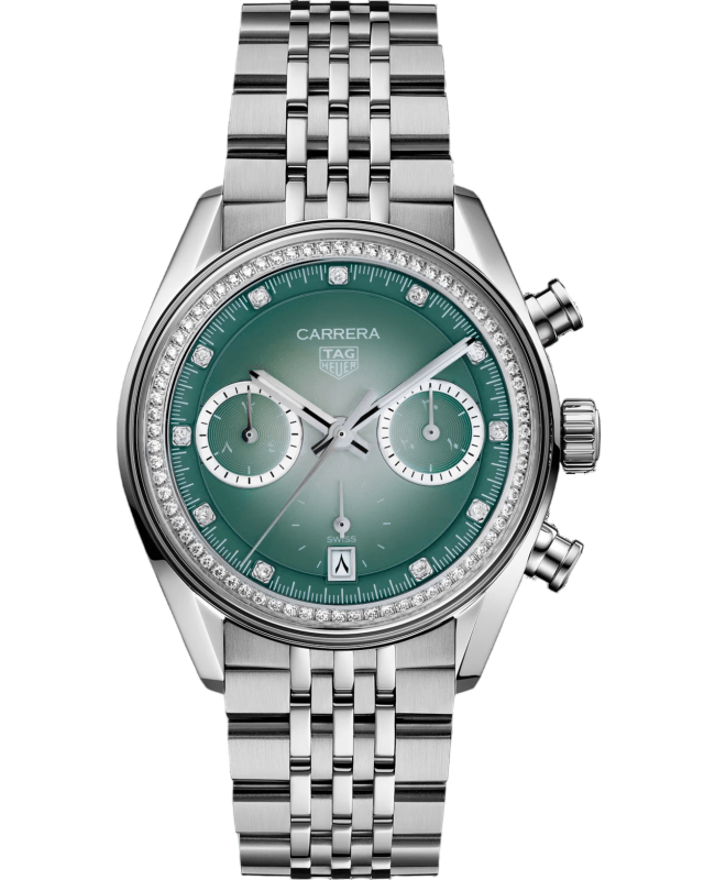Tag Heuer Carrera Chronograph MEIA Limited Edition Diamond Green Dial Stainless Steel Men's Watch CBS221A.BA0048