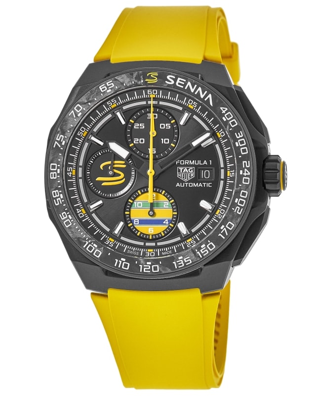 Tag Heuer Formula 1 Automatic Chronograph x Senna Special Edition Black Dial Rubber Strap Men's Watch CBZ2081.FT8092