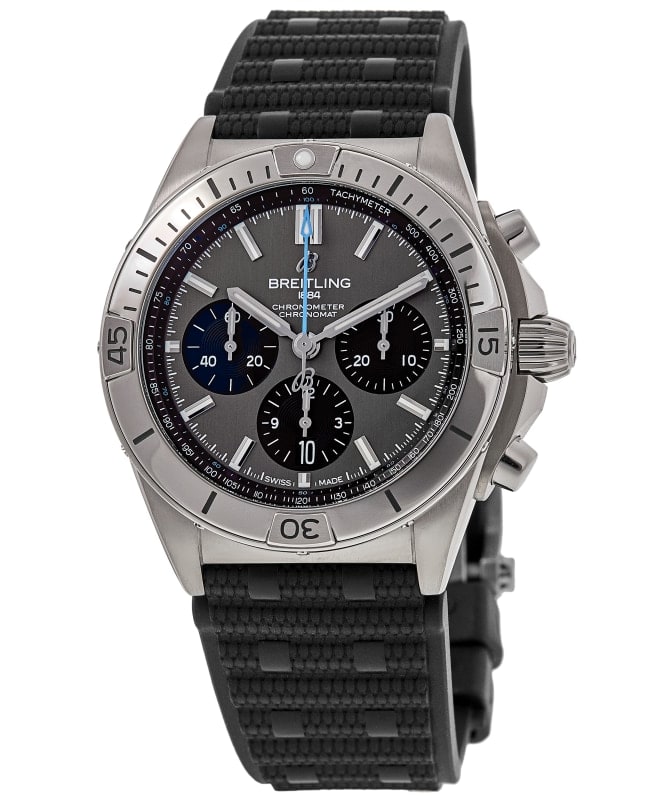 Breitling Chronomat B01 42 Automatic Chronograph Grey Dial Black Rubber Strap Mens Watch EB0134101M1S1 EB0134101M1S1