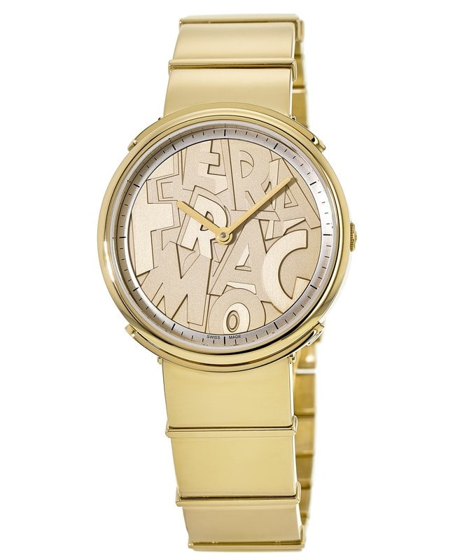 Rare Logomania Gold Tone Steel Quartz Watch