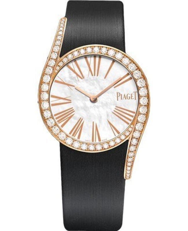 Piaget Limelight Gala Mother of Pearl Dial Diamond Black Satin Strap Women’s Watch