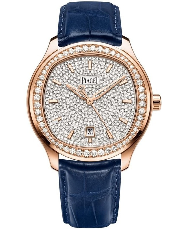 Piaget Polo Date Automatic Diamond Dial 18K Rose Gold Blue Leather Strap Womens Watch G0A44011 G0A44011 Piaget Polo Date Automatic Diamond Dial 18K Rose Gold Blue Leather Strap Womens Watch G0A44011 G0A44011