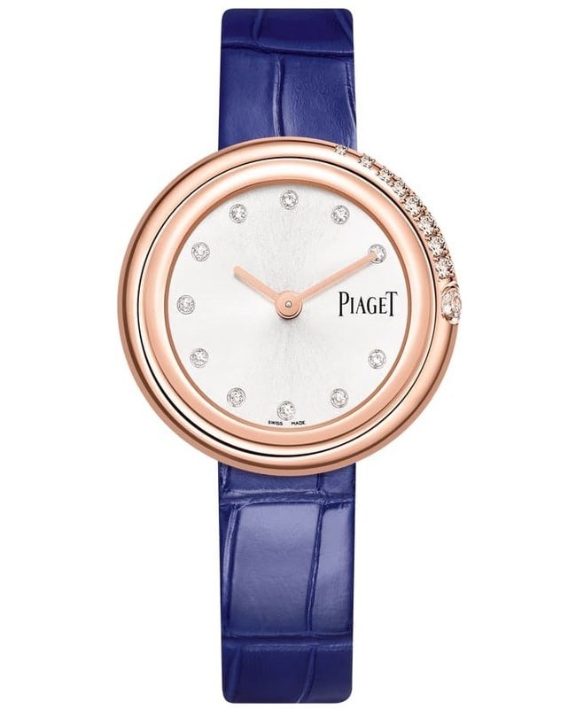 Piaget Possession Silver Dial Diamond Rose Gold Leather Strap Women’s Watch