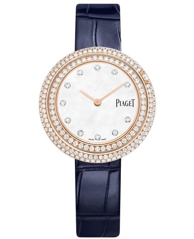 Piaget Possession Mother of Pearl Dial Diamond Rose Gold Leather Strap Women’s Watch