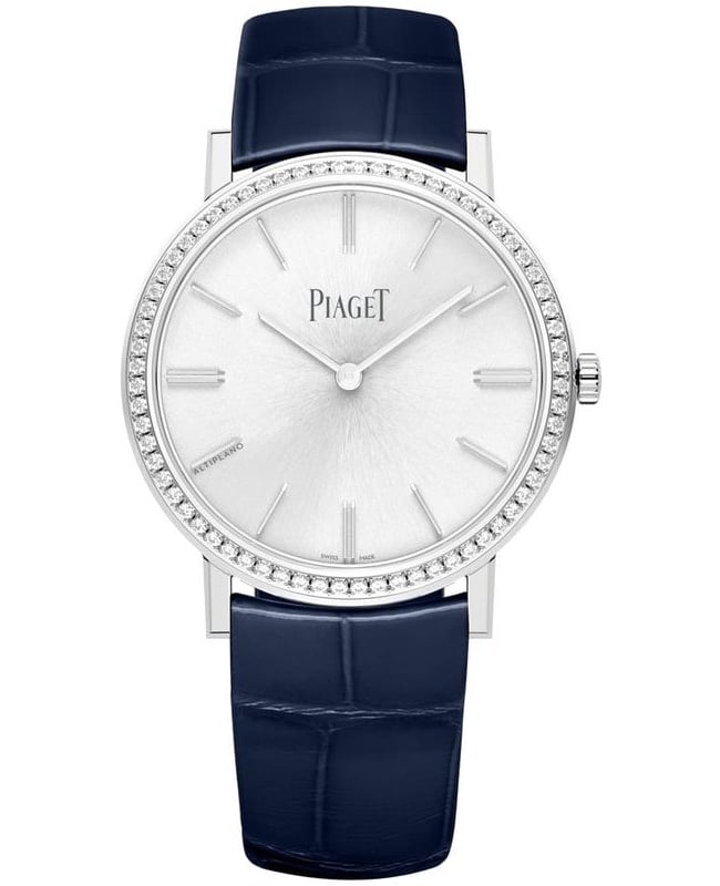 Piaget Altiplano Silver Dial Diamond White Gold Leather Strap Women's Watch G0A45407