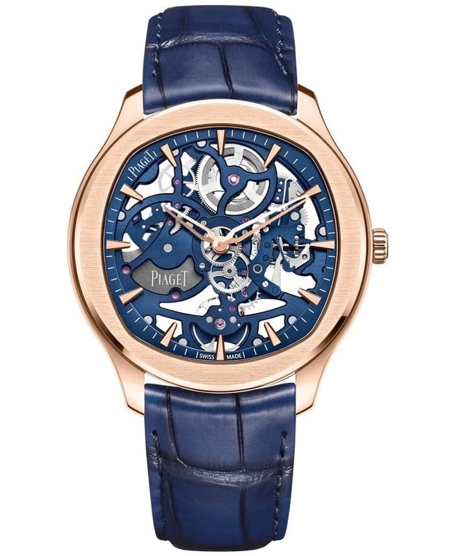 Piaget Polo Skeleton Rose Gold Leather Strap Men’s Watch