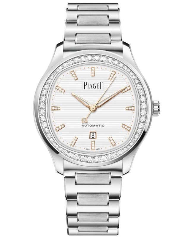 Piaget Polo Date Automatic White Dial Diamond Bezel Steel Women's Watch G0A46019
