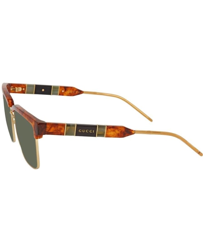 Gucci Havana Plastic/Metal Square Sunglasses