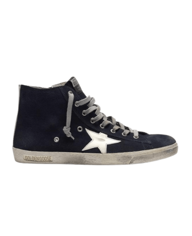 Golden Goose Francy White Leather Star and Heel Tab Blue Women's Sneakers GWF00113.F000322.50517-37 - Size 37 GWF00113.F000322.50517
